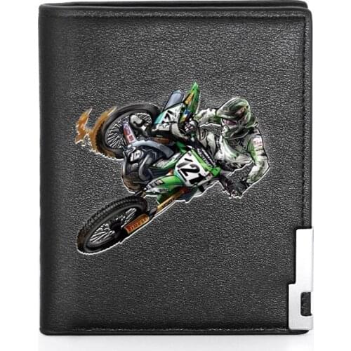High Quality Luxury Motorcycling Printing Leather Wallet Credit Card Holder Short Male Slim Purse For Men