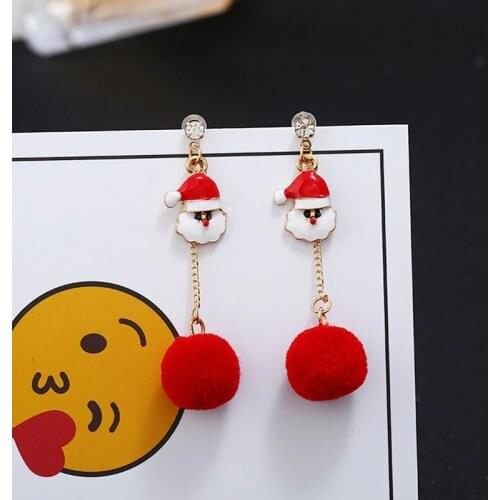 Women Earrings Long Earrings For Women Christmas Tree Wreath Pearl Bead Snowman Santa Claus Earrings Xmas Gift Dangle Earrings