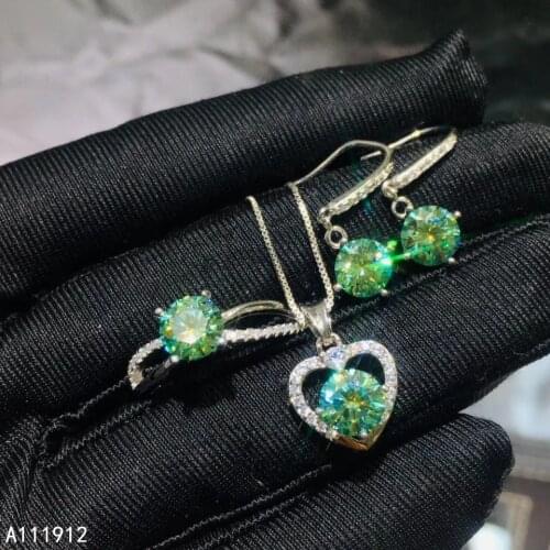 KJJEAXCMY fine jewelry natural Mosang Diamond 925 sterling silver women pendant necklace earrings ring set support test trendy