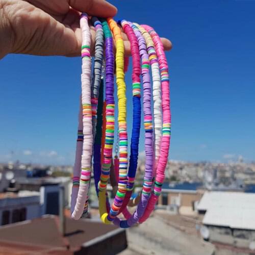 JUST FEEL Handmade Rainbow Choker Necklaces For Women Bohemian Fashion Statement Resin Pendant Necklace 2019 Female Jewelry Gift