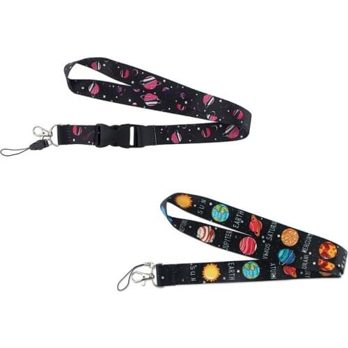 10pcs/lot J1574 Cartoon Space Lanyard Keys Phone Holder Funny Neck Strap With Student Badge Lanyard Kids Accessory