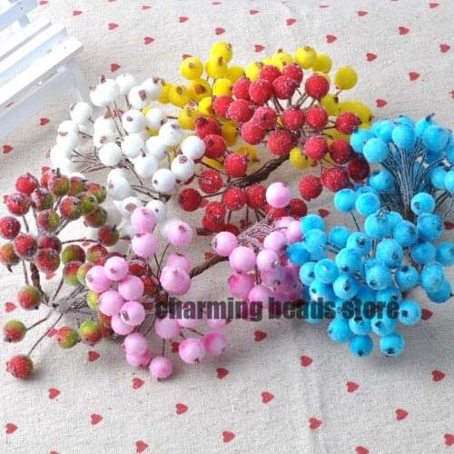 13mm 20pcs/lot Mini artificial Berries Bouquet flower Stamen for home Garden wedding Car corsage decoration crafts CP0208x