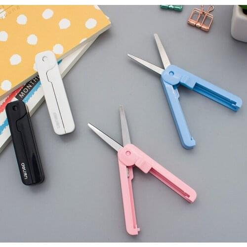 2Pcs Portable Mini Scissors Adjustable Stainless And ABS Material Anti Rust Safe For Children Kids Home School DIY Tools 6072