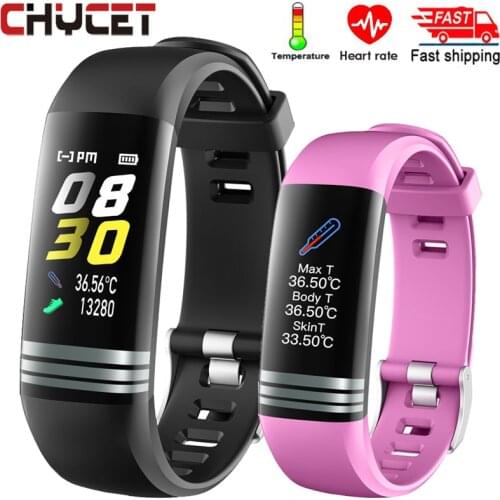 2020 Fitness Bracelet Body Thermometer Smart Bracelet Fitness Tracker Smart Watch Heart Rate Monitor Smart Band Watch Men Women