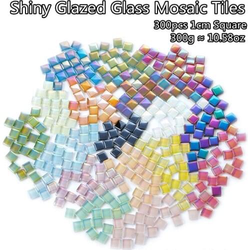 200pcs Glazed Glass Mosaic Tiles 1cm Square Mosaic Stones DIY Mosaic Making Materials Children/Kids Handmade Crafts Tiles