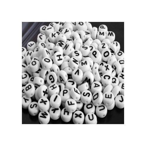 400 White/Black Coin Alphabet Letter Spacer Beads 0.27" FASHION