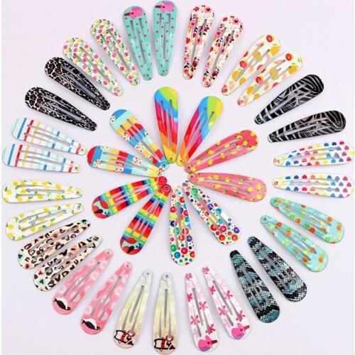 500 pieces/lot) Cute Printed Girls Bobby Clips Thermoprint Technology Clear Pattern Hair Clip 20 Colors Kids Hair Accessories