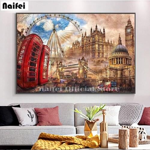 5d DIY Diamond Mosaic Painting European Architectural Landscape Diamond Embroidery Rhinestone Full Square/Round Drill Home Decor