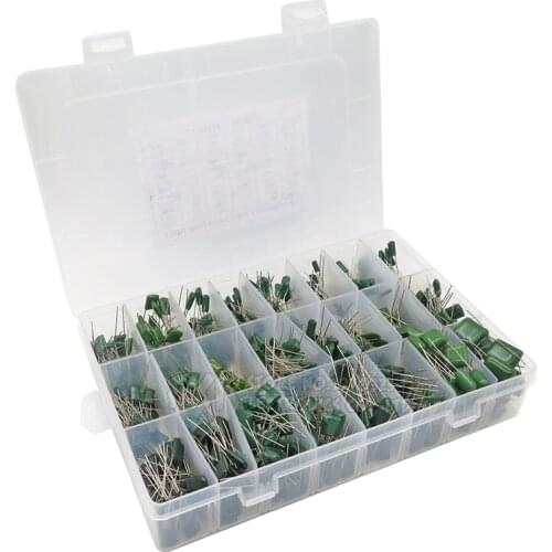 660PCS/lot 24Value Capacitor kit 100V 2A221J to 2A474J Polyester Film Capacitor Assorted Kit 0.47nF 0.68nF 1nF 2.2nF Capacitors