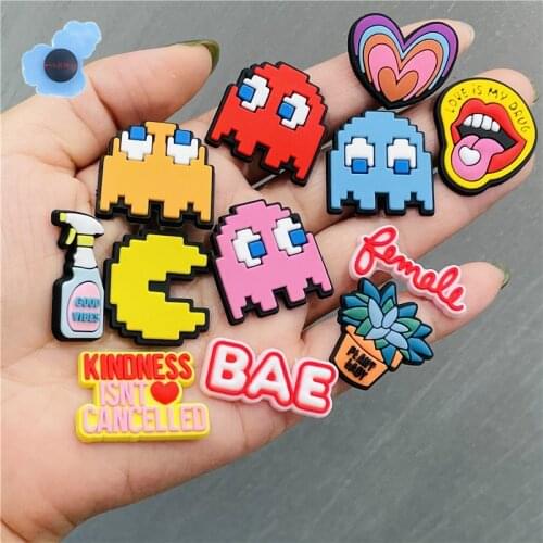 Hot Sales 1pcs PVC Bae Game Shoes Accessories Garden Shoe Decorations Fit Bracelet Croc Jibz Charm Children Birthday Gifts