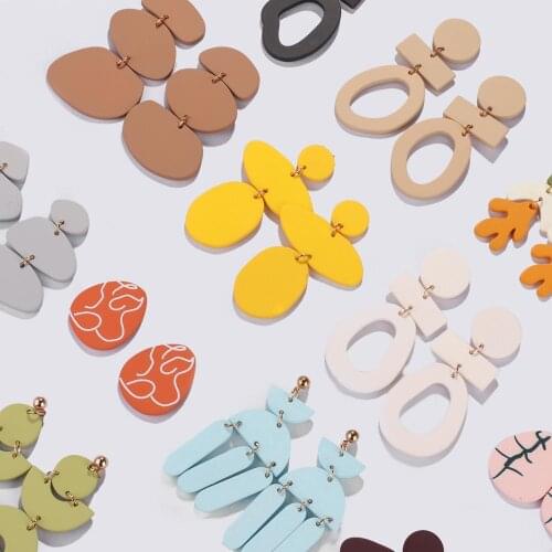 AMORCOME 2020 Mixed Style Candy Color Geometric Irregular Acrylic Drop Earrings for Women Girl Korea Jewelry Gifts Pendenties