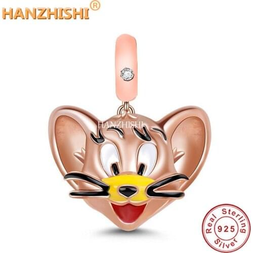 Fashion 925 Sterling Silver Cute big Ear Cat Beads Charms Fit Original Pandora Charm Bracelet Necklace Jewelry Making Berloque