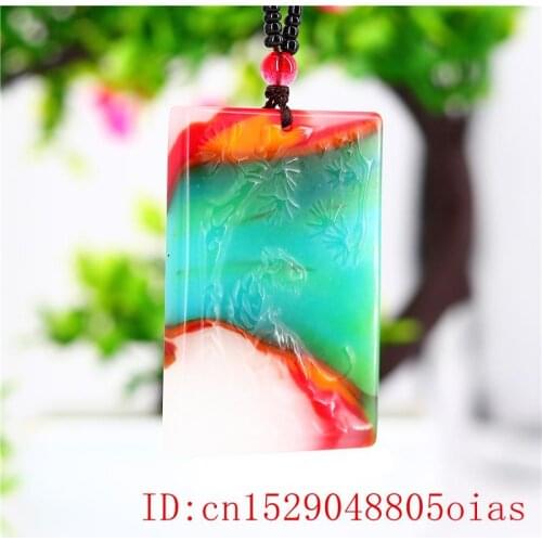 Colour Jade Tiger Pendant Necklace Carved Men Gifts Women Charm Amulet Jewelry Chinese Jadeite Natural Fashion for