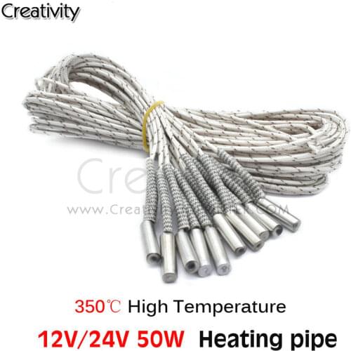 3D Printer Parts 1M length Heating tube 6*20mm 12V 24V 50W Ceramic Cartridge Heater Reprap&Mendel For HotEnd J-Head white color