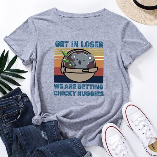 Womens Graphic Tees Cotton Short Sleeve Crew Neck Loose T Shirt Plus Size Tops Female Summer Casual Clothes Gei In Loser Koala