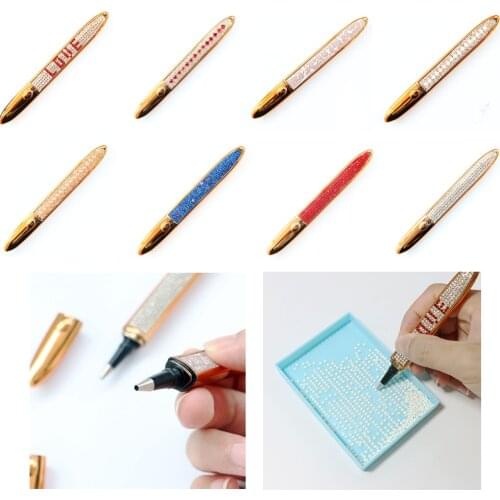 Hot Glitter Diamond Sparkle Point Drill Pens 5D Diamond Painting Pen Cross Stitch Embroidery DIY Craft Nail Art Tool Accessories