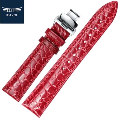 JEAYOU Real Alligator Good Quality Watch Bracelet For Women For Tissot/Mido/Casio White/Red/Pink/Blue 20mm