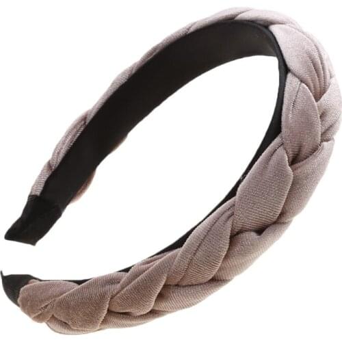 Korean Handmade Weave Braided Wide Headband Ethnic Women Girl Thicken Velvet Hair Hoop Glitter Solid Color DIY Styling New