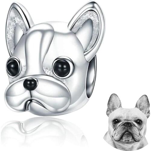 Anna Queen Cute Pet Dog Pendant Charm Puppy French Bulldog Animal Beads fit European Charm Bracelet for Dog Lover
