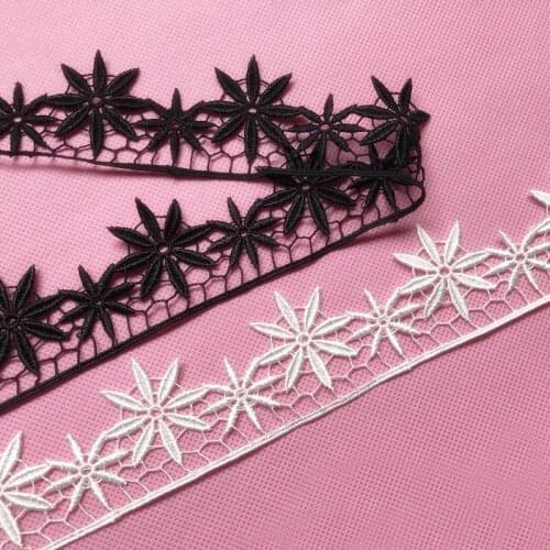 4.5cm black flower polyester water soluble embroidery lace trim childrens clothing decorative sewing accessories