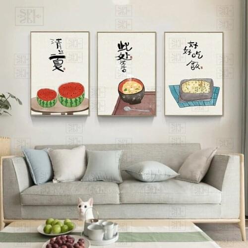 Kitchen Decor Canvas Paintings Chinese Foods Fruit and Vegetable Posters Modern Print Cats Quotes Art Home Decor Wall Pictures