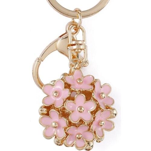 Little Zou Ju key chain car key chain flower ball alloy ornaments fashion girls bag pendant gifts