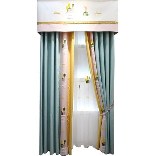 Cactus small fresh and simple Nordic curtain bedroom childrens room girl room girl bay window shading