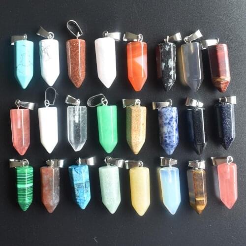 Fashion bestselling good quality natural stone mix point pillar pendants for jewelry making 50pcs/lot Wholesale free shipping