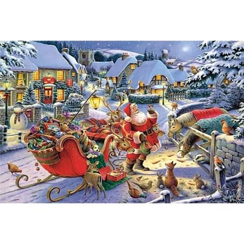 Santa Claus Snow House Full Square Round DIY 3D Diamond Painting Set Kid Christmas Gift Diamond Embroidery Rhinestone Picture