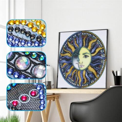 Sunflower Face Wall Sticker Special Shaped Drill Diamond Painting Crafts Diamond Embroidery Flowers Rhinestones Pictures Display