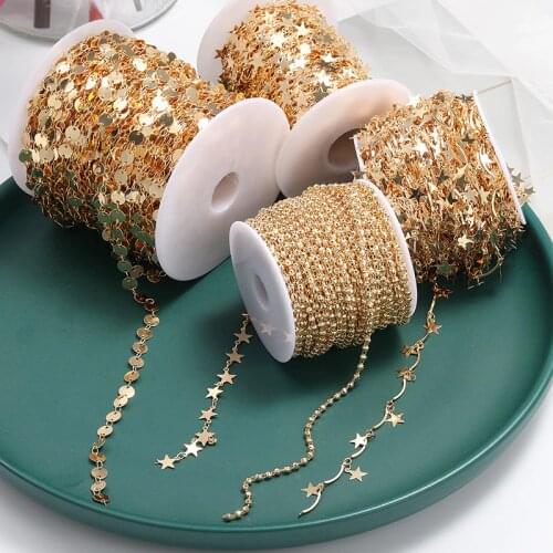 No Faded 1meter Chains Star Link Copper Chains DIY Jewelry Findings for Women Necklace Bracelet Making Supplies High Quality