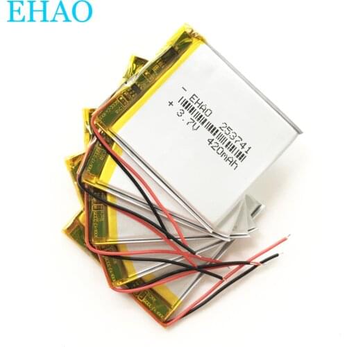 Lot 5 pcs EHAO 253741 3.7V 420mAh ultra thin LiPo Lithium Polymer Rechargeable Battery cells For Mp3 GPS smart watch speaker