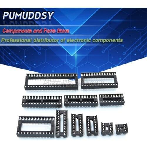 200PCS IC Sockets Adaptor Solder Type Socket 6P 8P 14P 16P 18P 20P 24P 28P 40P pins IC Connector DIP 6 8 14 16 18 20 24 28 40pin