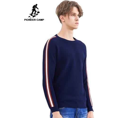 Pioneer camp new warm sweater men brand clothing fashion patchwork sweater male winter quality 100% cotton pullover AMS802337