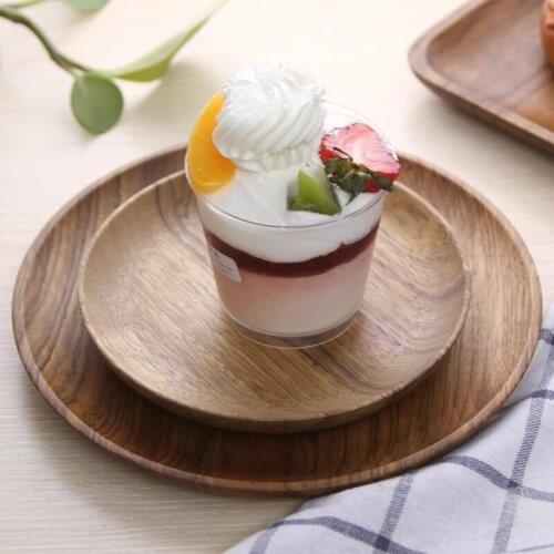 Rectangle/Square/Round Wooden Bowl Pan Plate Fruit Dishes Saucer Dessert Dinner Bread Wood Plates Tea Tray