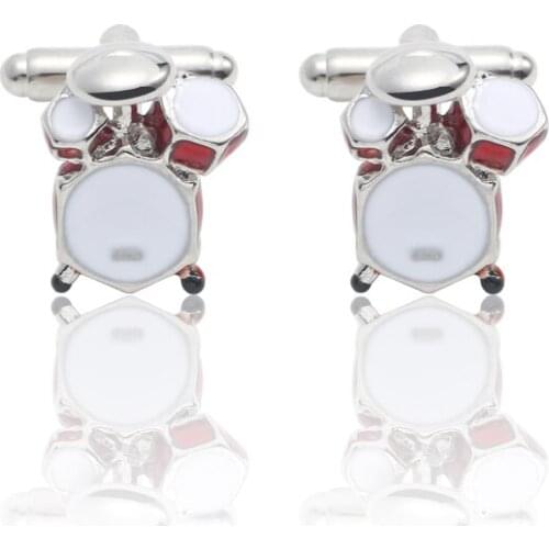 Luxury And Simple Atmospheric Musical Instrument Drum Mens Red And White Combined Shirt Cufflinks Holiday Jewelry Selection