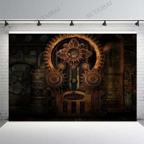 Rusty Mechanical Clock Steampunk Style Gear Backgrounds for Photo Studio Photography Backdrops Child Portrait Photocall Zone