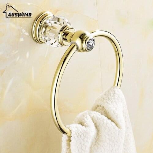 Sliver Towel Rings Crystal Solid Brass Rack Round Base Holder Antique Polished Bar Bathroom Accessories