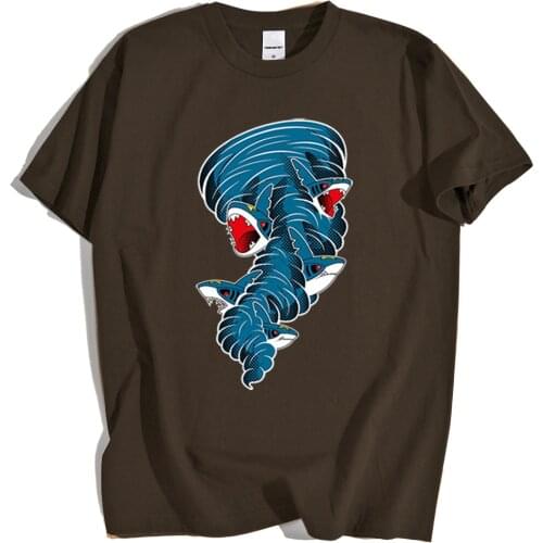 Sharpnado Personality Print Mens T-Shirt Oversized Crewneck T Shirts Summer Loose Breathable T Shirt Crewneck Tee Clothes Men
