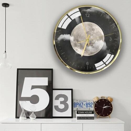Nordic Modern Personality Fashion Simplicity Moon earth Super silent quartz wall clock