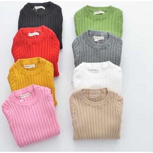 Baby Boys Girls Sweaters Solid Knitted Pullovers O-Neck 2020 New Autumn Winter Kids Clothing Multi Color 12M-6Y GW94
