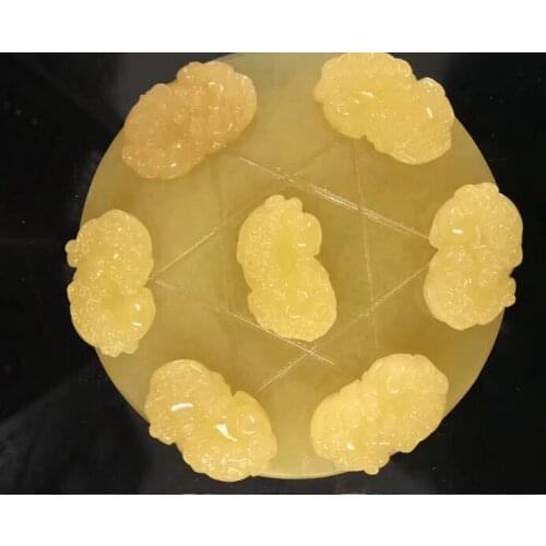 Products New Natural jade Rice Topaz Three Money Seven Seven Star Matrix Decoration Home Office Decoration Jewelry