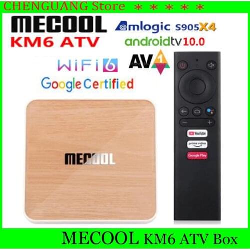Newest Mecool KM6 ATV Amlogic S905X4 TV Box Android10 4GB64GB Wifi 6 BT5.0 Google Certified Support AV1 USB3.0 1000M Set Top Box