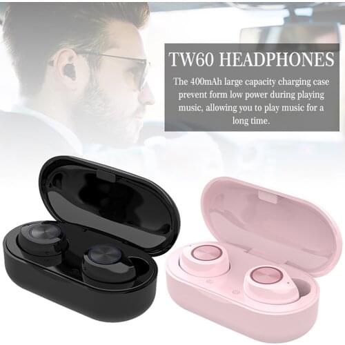 TW60 Bluetooth Wireless Noise-canceling Headphones Headset Wireless Earbud Touch Bluetooth Sports Headphones With Charging Case