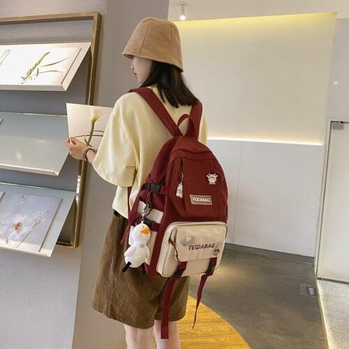 2021Women Waterproof Cute Backpack Nylon Female Harajuku School Bag College Lady Kawaii Backpacks Fashion Book Girl Bags Student