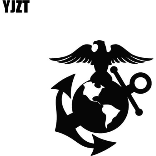 YJZT 11.4CM*12.7CM USMC Car Sticker Vinyl Decal Marine Corps Eagle Globe Anchor Military Black/Silver C3-0071