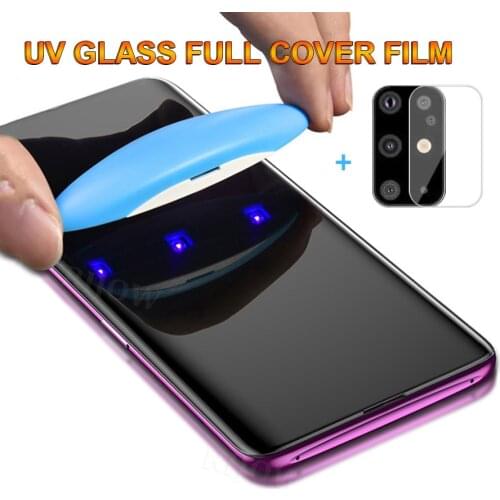 UV Tempered Glass for Samsung Note 20 Ultra S20 Plus Full Liquid Glue Screen Protector Galaxy S10 S10 Plus S10E Camera Len Film