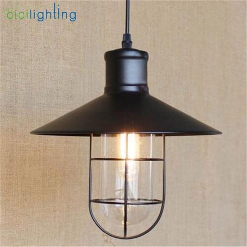 1 Light Classic Farmhouse Glass Pendant Lighting Black Metal Hanging Fixture with Clear Glass Shade for Entryway Dining Room