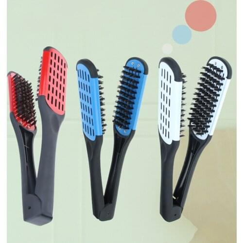 1PCs Hair Brushes Straightener V Shape Hairdressing Nylon Clamp Not Hurt Styling Double Comb Home Diy Straightening Tools