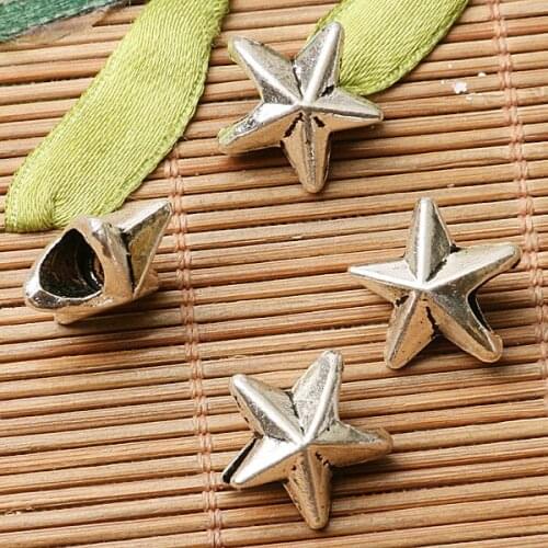 10pcs dark silver color 2sided pentagram star design loose bead EF2839